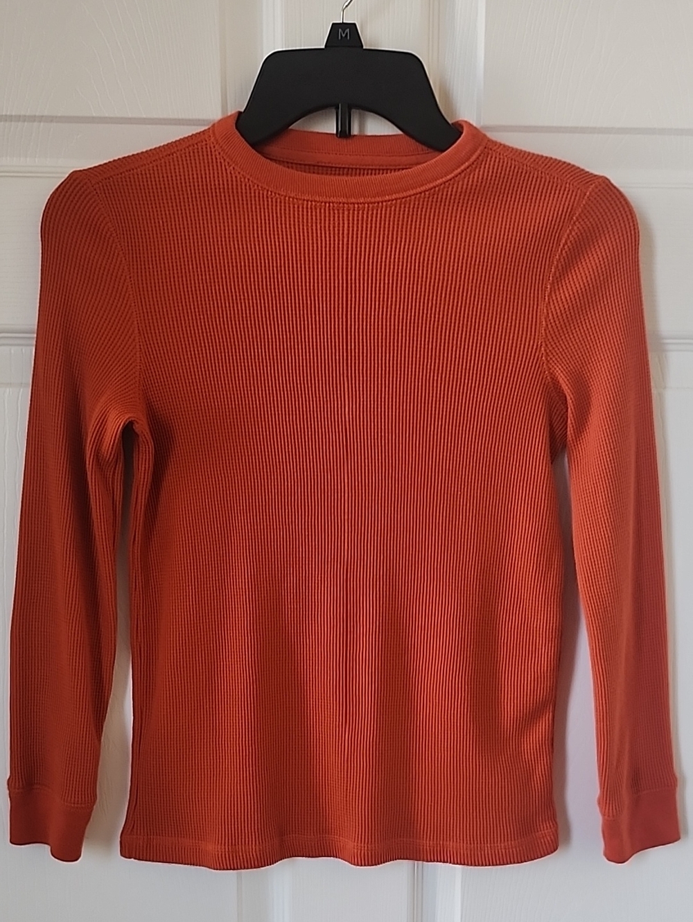 urban pipeline Waffle-Knit Thermal Long Sleeve Top in Rust Orange - Boys Small
